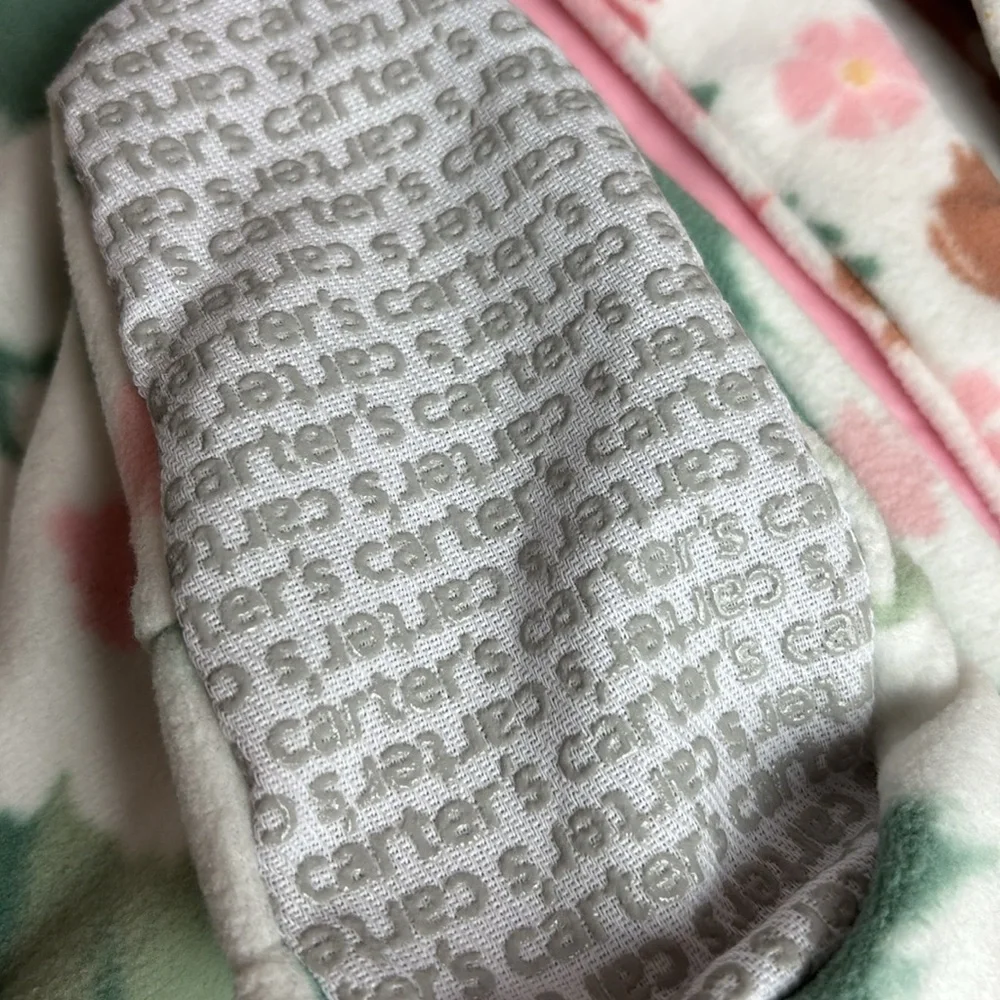 Set of 2 Carter's Fleece Green Pink and Pink White Floral Footie One Pie…